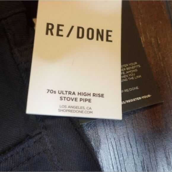 NWT RE/DONE × LEVI'S 70s Ultra High Rise Stove Pipe Straight Jeans Jet Black 29 - Picture 9 of 9